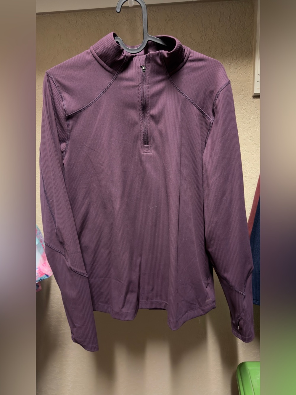 Mondetta Plum Ribbed Quarter-Zip Pullover